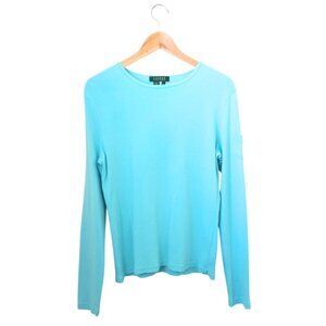 Lauren Ralph Lauren Aqua Blue Women's Top - Long Sleeve Crewneck Tee, Size M